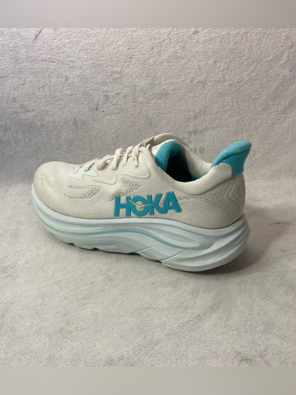 Hoka Clifton 10 Women's Lightweight Cushion Running Shoes White Blue Size 9.5D